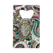 アジアペイズリー：シモダンームレスデザイン。 クレジットカード栓抜き (裏面)