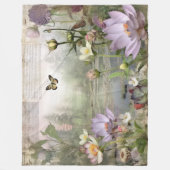 アジアボタニカルブリスヴィンテージ《植物》スイレンディライト フリースブランケット (正面)