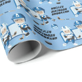 アジアボーイホッケー誕生日 パーソナライズされた ラッピングペーパー (ロールコーナー)