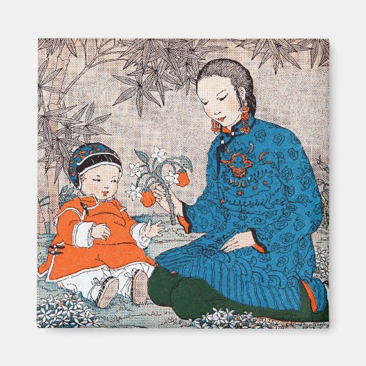 アジアマザー&ベビーマグネット マグネット (正面)