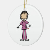 アジアメスの棒の姿のナース セラミックオーナメント (左)
