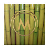 アジアモノグラム|の禅の緑のタケ植物の写真 タイル (正面)