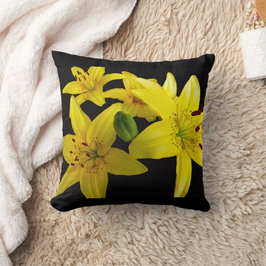 アジアユリーオンブラック クッション (ブランケット)