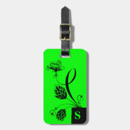 アジアルック フラワー グランジモノグラム Lime+Green ラゲッジタグ