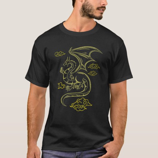 アジアンアニマルファイアファンタジーアイディア龍 Tシャツ (正面)