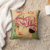 アジアンアートサムライタイガーリバーシブル美しい女性 クッション (ブランケット)