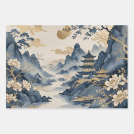アジアンアートプリント ラッピングペーパーシート