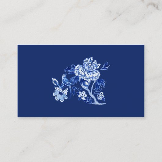 アジアンインフルエンスネイビーフローラバードブックスベビー エンクロージャーカード (裏面)