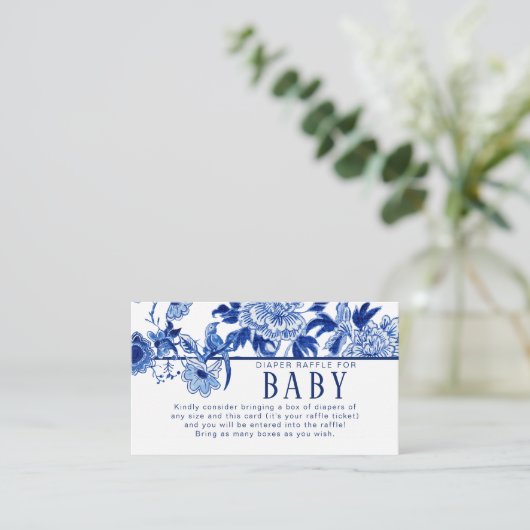 アジアンインフルエンスネイビー青フローラバードオムツ エンクロージャーカード (スタンド正面)