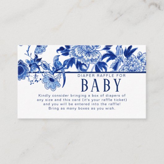 アジアンインフルエンスネイビー青フローラバードオムツ エンクロージャーカード (正面)