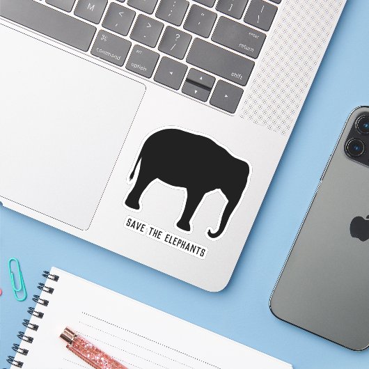 アジアンエレファントシルエット |象救象 シール (ノートパソコンとiPhone)