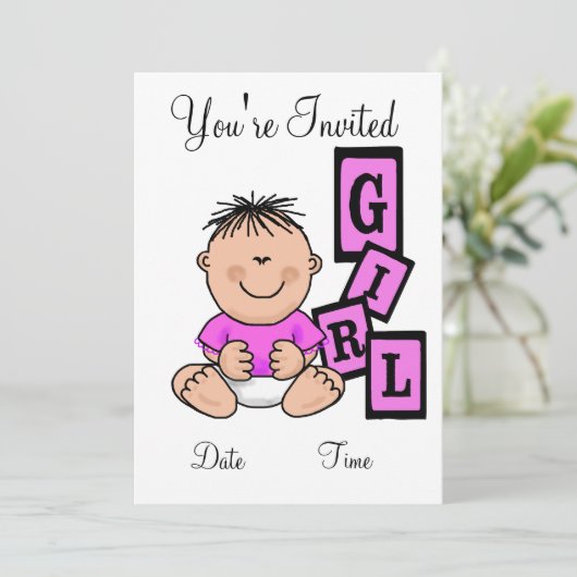 アジアンガールベイビーシャワーカスタマイズ招待状It! 招待状 (スタンド正面)