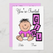 アジアンガールベイビーシャワーカスタマイズ招待状It! 招待状 (正面/裏面)