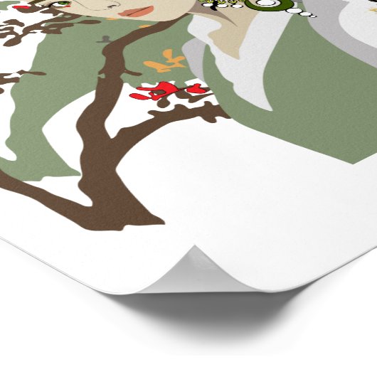 アジアンガールポートレートトロピカルポスター ポスター (角)