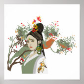 アジアンガールポートレートトロピカルポスター ポスター (正面)