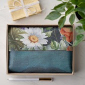 アジアンガールワイルドフラワーズ&レッドポピー抽象芸術アート 薄葉紙 (ギフト)