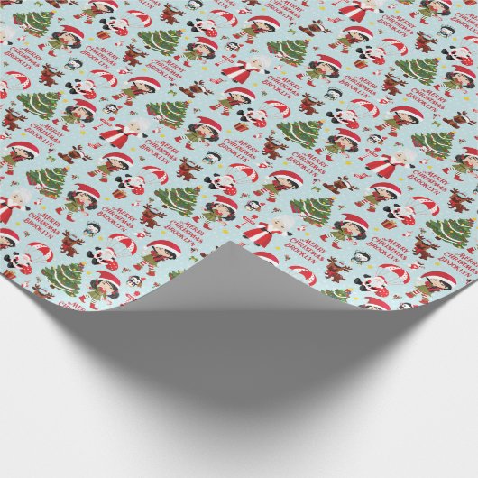 アジアンガール小妖精や小人パーソナライズされたクリスマス ラッピングペーパー (角)