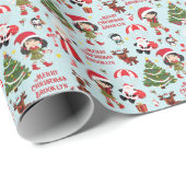 アジアンガール小妖精や小人パーソナライズされたクリスマス ラッピングペーパー (ロールコーナー)