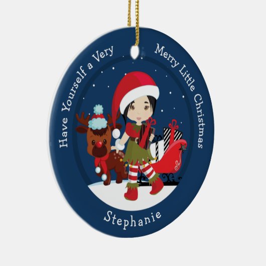 アジアンガール小妖精や小人 セラミックオーナメント (右)