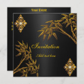 アジアンゴールドとブラックの招待状 招待状 (正面/裏面)