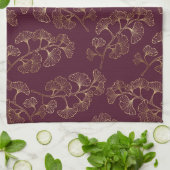 アジアンゴールドボタニカル柄 キッチンタオル (折り畳み)