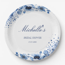 アジアンシノイスリーライトブルーフローラブリッジトン ペーパープレート