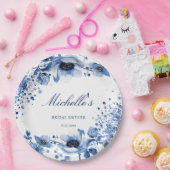 アジアンシノイスリーライトブルーフローラブリッジトン ペーパープレート (パーティー)