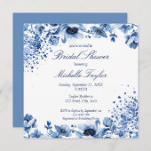 アジアンシノイスリーライトブルーフローラブリッジトン 招待状 (正面/裏面)