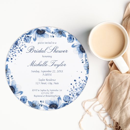 アジアンシノイスリーライトブルーフローラブリッジトン 招待状