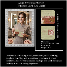 アジアンスタイルのヘアスタイリストビジネスカードキーチェーン キーホルダー