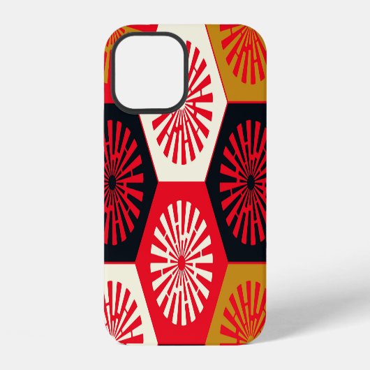 アジアンスタイルの花の六角形模様 iPhoneケース (裏面)