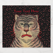 アジアンストライプのタイガーの激しい外観の顔赤いドット ビールラベル (シングルラベル)