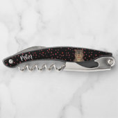 アジアンストライプのタイガー激しい顔赤いドットブラック ソムリエナイフ (裏面)