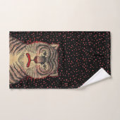 アジアンタイガー顔ブラックストライプブラックドットオンブラック ハンドタオル (ハンドタオル)