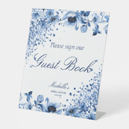 アジアンチノイスリーライトブルーフローラゲストブック 台座サイン
