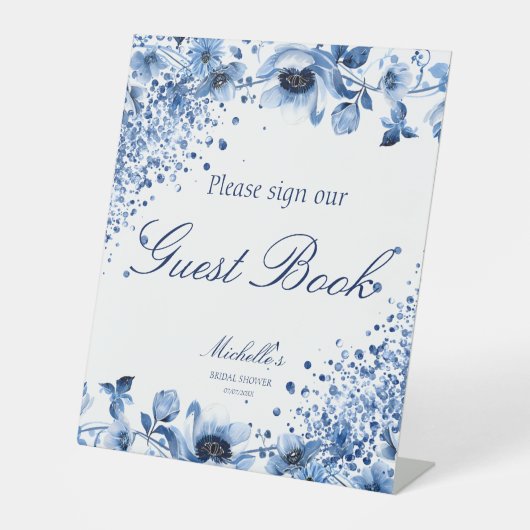 アジアンチノイスリーライトブルーフローラゲストブック 台座サイン (正面)