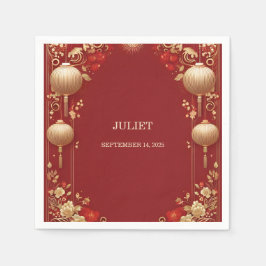 アジアンチャイニーズ バイリンガル ヘイ ボールド ブライダルシャワー スタンダードカクテルナプキン