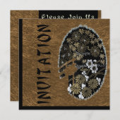 アジアンティーガーデンパーティー ゴールドとブラック 招待状 (正面/裏面)