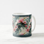 アジアンデザインの華やかな花柄マグカップ コーヒーマグカップ (正面右)