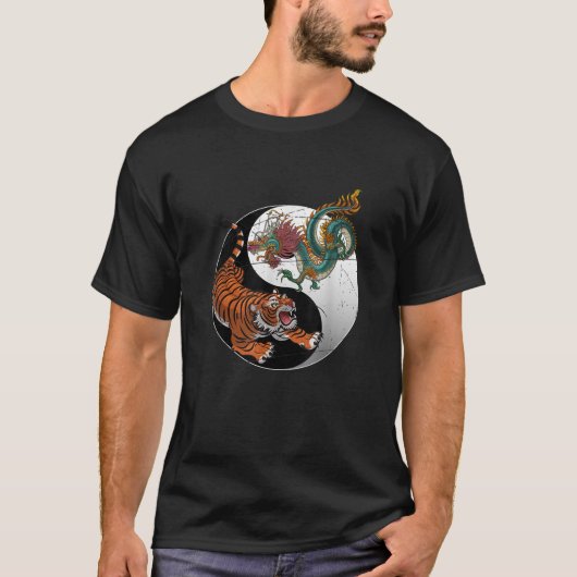 アジアンドラゴンタイガー陰陽タイガー Tシャツ (正面)