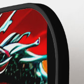 アジアンドラゴン装飾用クッション ピックルボールラケット (左詳細)