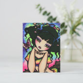 アジアンバタフライマーメイドフェアリーファンタジーアートガール ポストカード (スタンド正面)