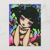 アジアンバタフライマーメイドフェアリーファンタジーアートガール ポストカード (正面)