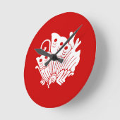 アジアンバタフライ日本のカモンデザイン ラウンド壁時計 (傾斜)