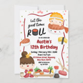 アジアンビバッチ寿司子供誕生日招待状 招待状 (正面)