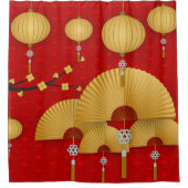 アジアンファン&ランプ シャワーカーテン (正面)