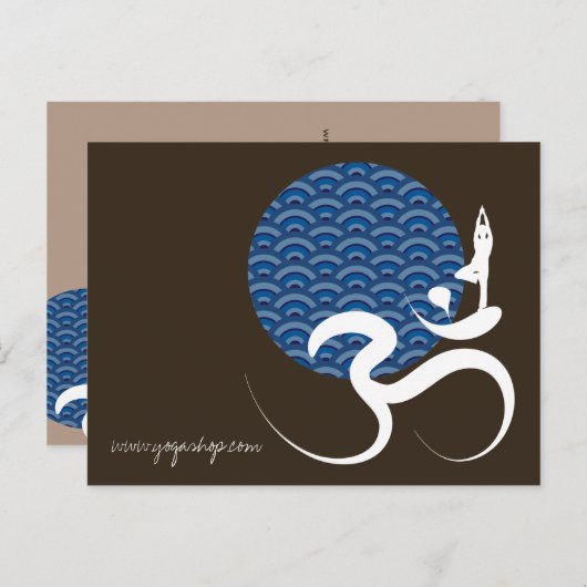 アジアンブルーサン ヨガ モダン ゼン 書道 オーム アウム ポストカード (正面/裏面)