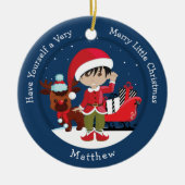 アジアンボーイ小妖精や小人 セラミックオーナメント (正面)