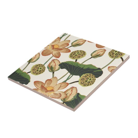 アジアンロータス花。 タイル (側面)