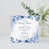 アジアン中国のライトブルーフローラブリジガートン 招待状 (スタンド正面)